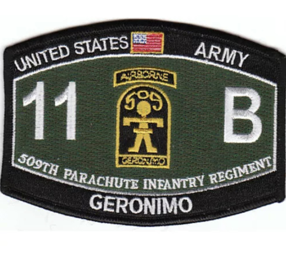 4.5" 509TH PARACHUTE INFANTRY REGIMENT 11TH BATTALION GERONIMO EMBROIDERED PATCH