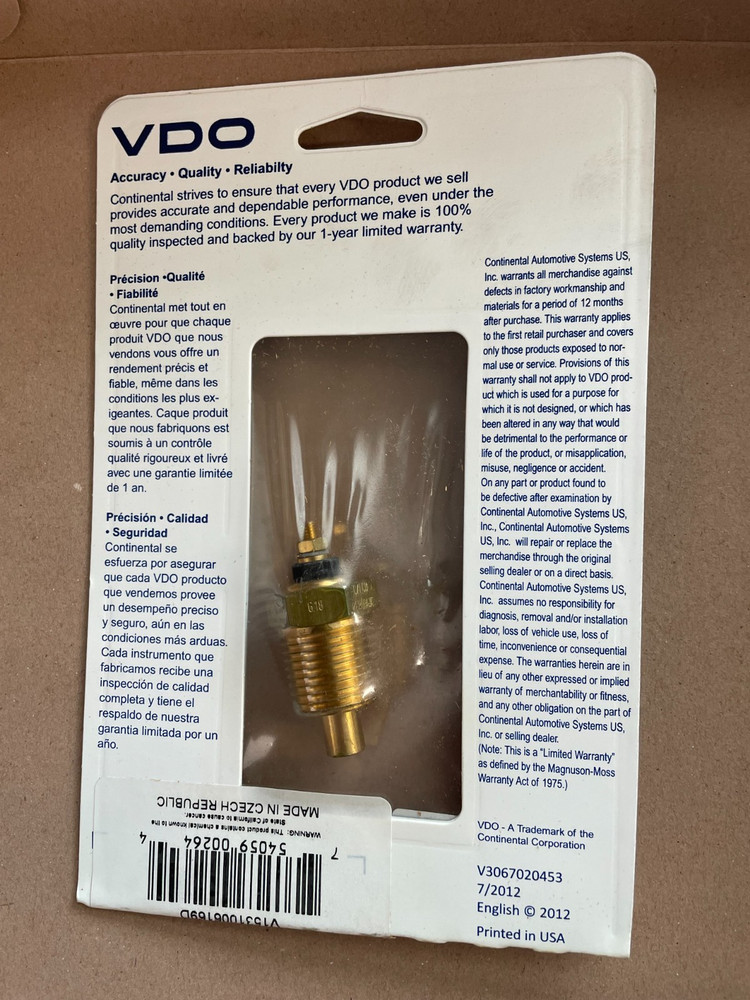VDO Temperature Sender 1/2-14 300F, Part # 323-060