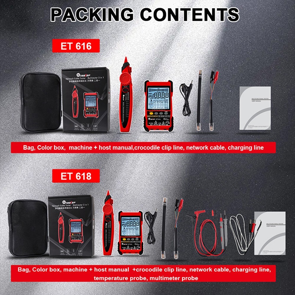 Thunder Tools TOOLTOP ET616 Handheld Portable Cable Tester with LCD