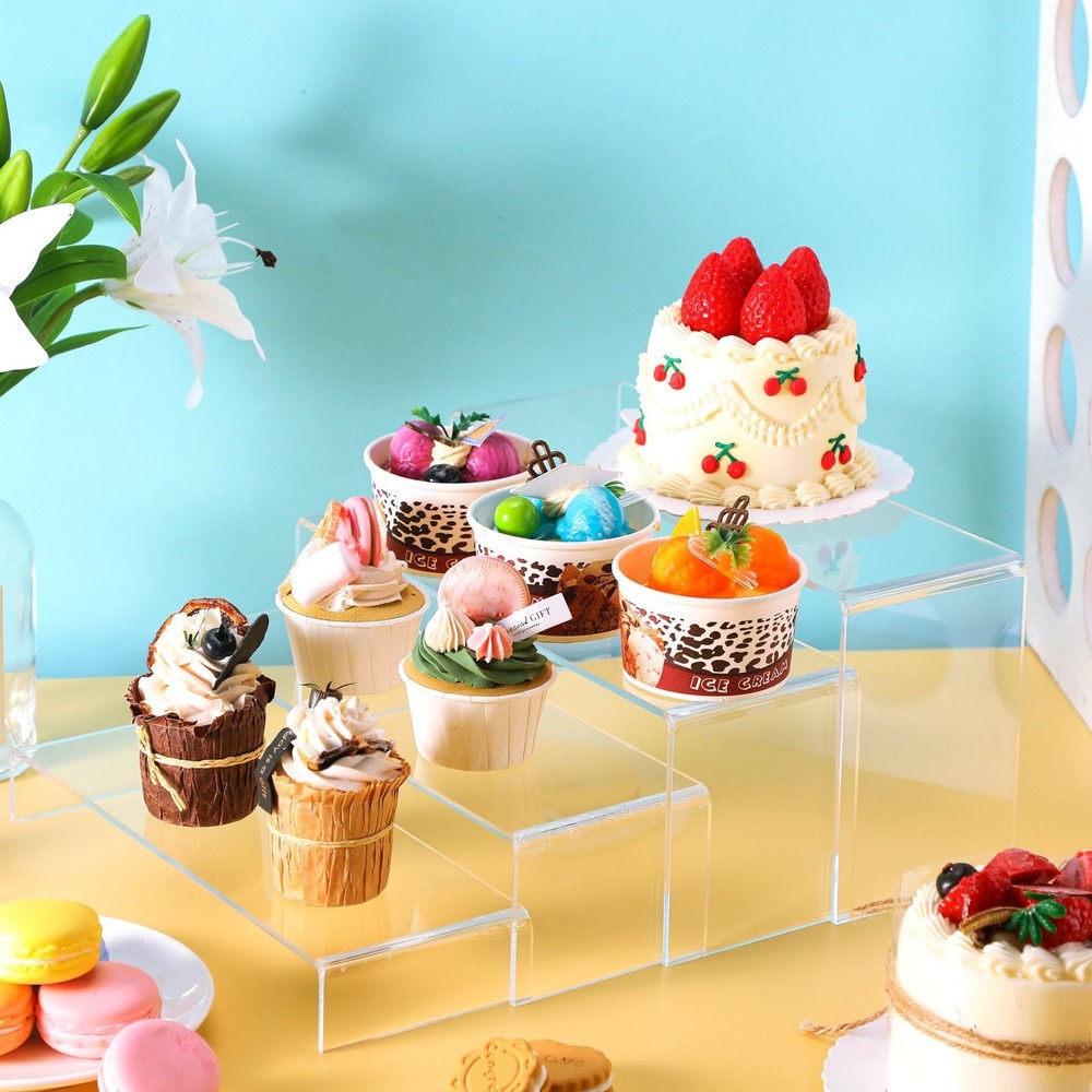 8 Pcs Large Acrylic Display Riser 4 Sizes(11”L~12”L) Clear Rectangular Acryli...