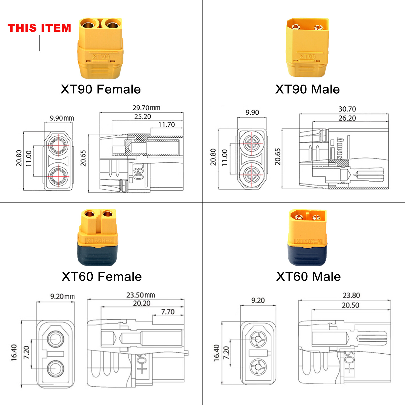 10 AWG XT90 Female to Solar Connector Cable for RC Lipo Battery Solar Generator