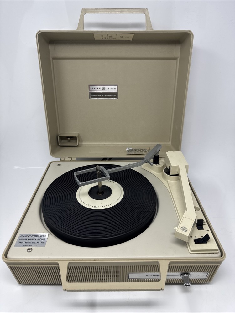 Vintage General Electric Portable Record Player, Solid State Automatic Read