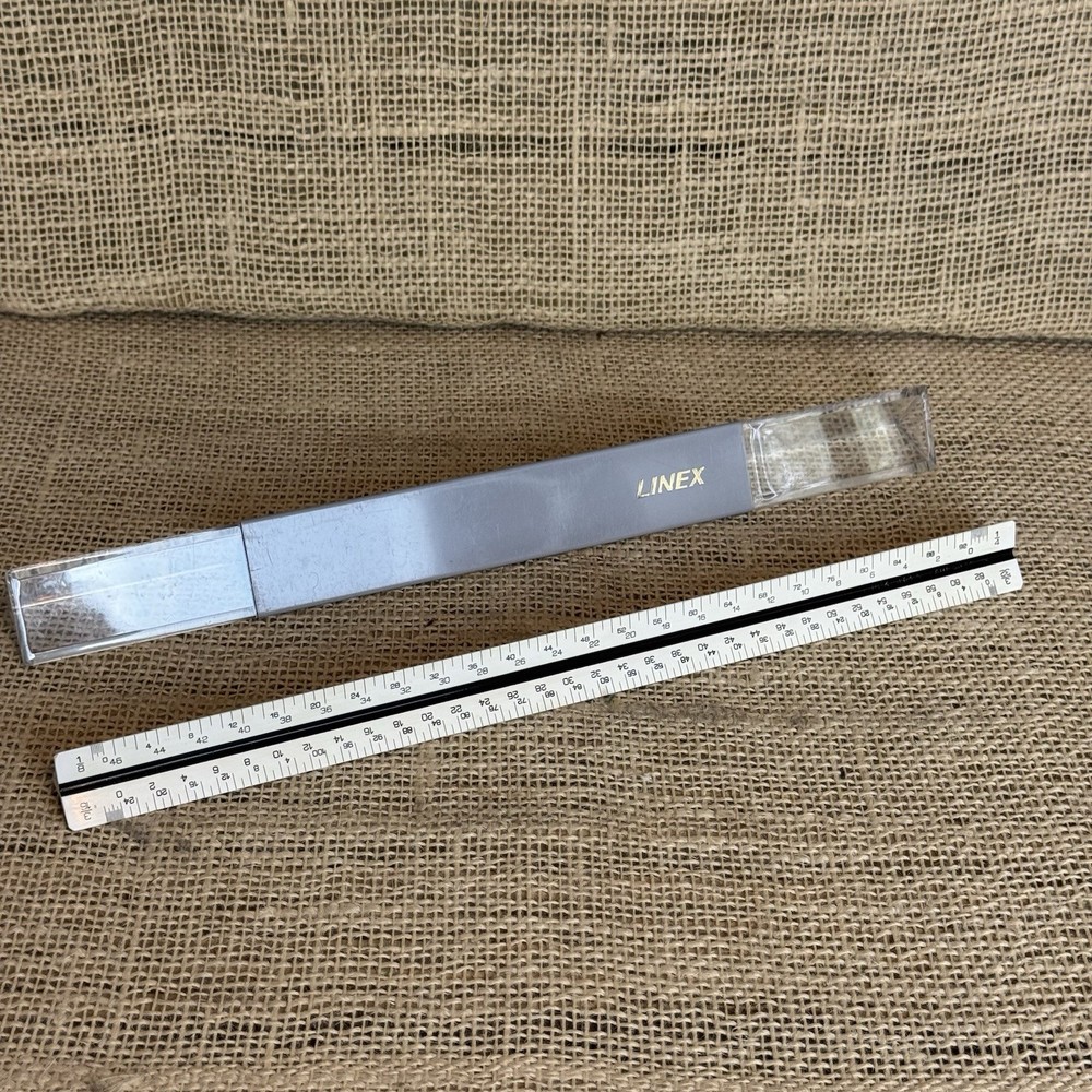 Linex Unmarked Triangular Graphics Engineering Drawing ruler in original case