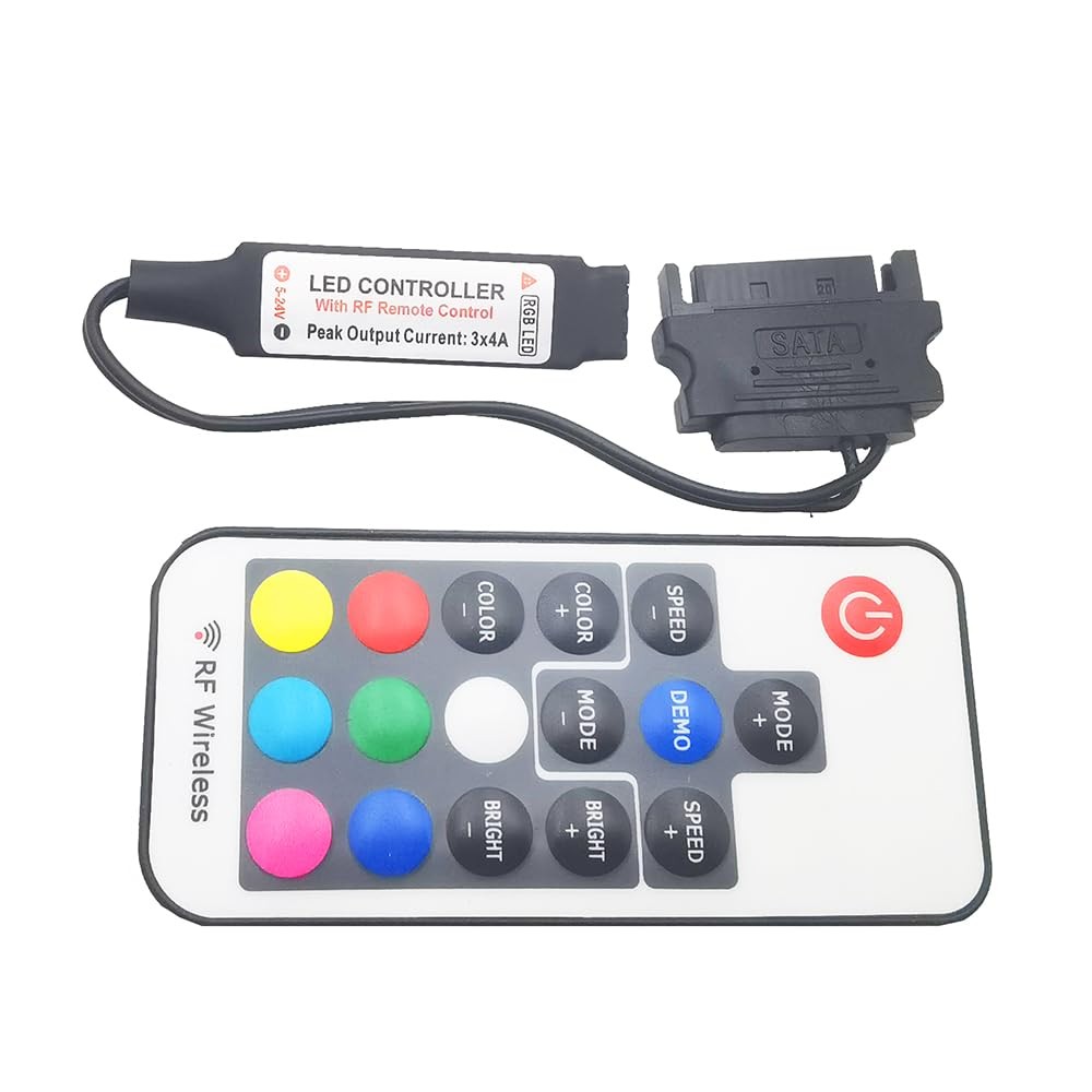 DC12V RGB Controller Mini RF17 Button Remote Wireless 4-Pin PC Case ARGB 5050
