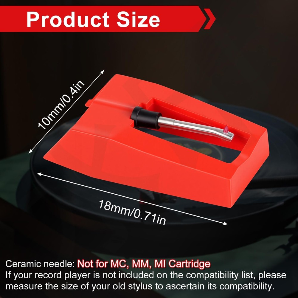 Jiomrzo 6 Pack Record Player Needle Replacement, Upgraded Vinyl Record...