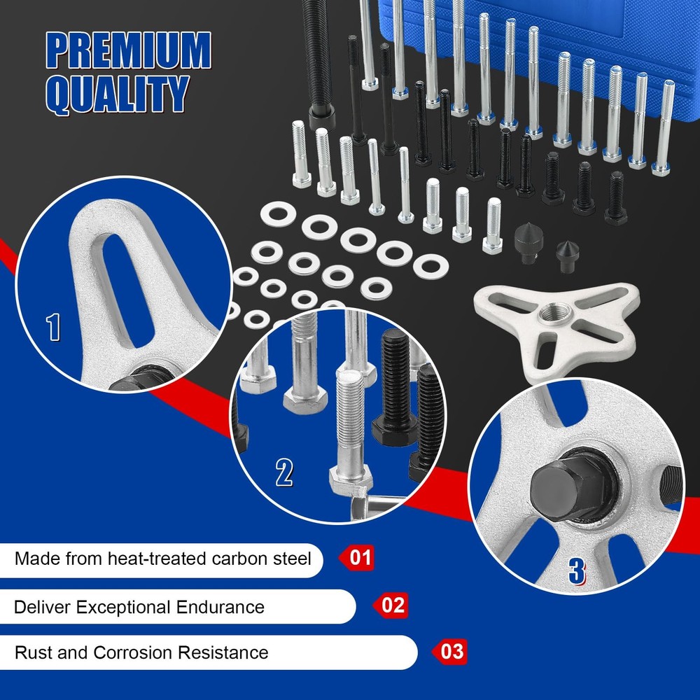 46 PCS Harmonic Balancer Puller Set Steering Wheel Flywheel Crankshaft Blue