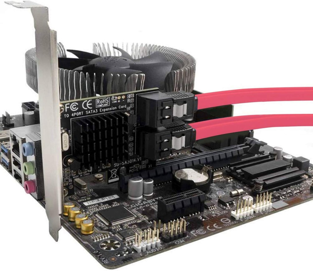 SATA 4 Port Expansion Card Compatible with Windows and Linux Operating Systems