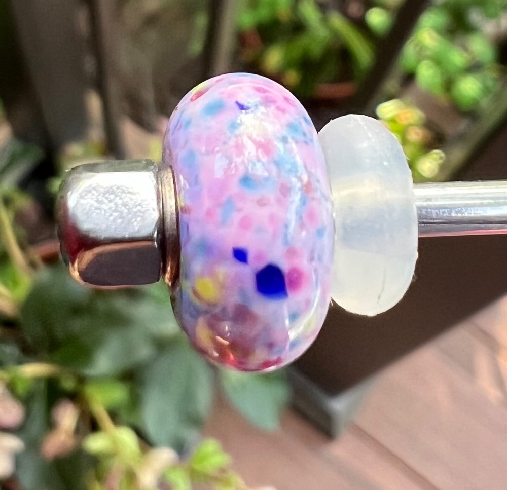 Trollbead trollstone pink rainbow ooak unique