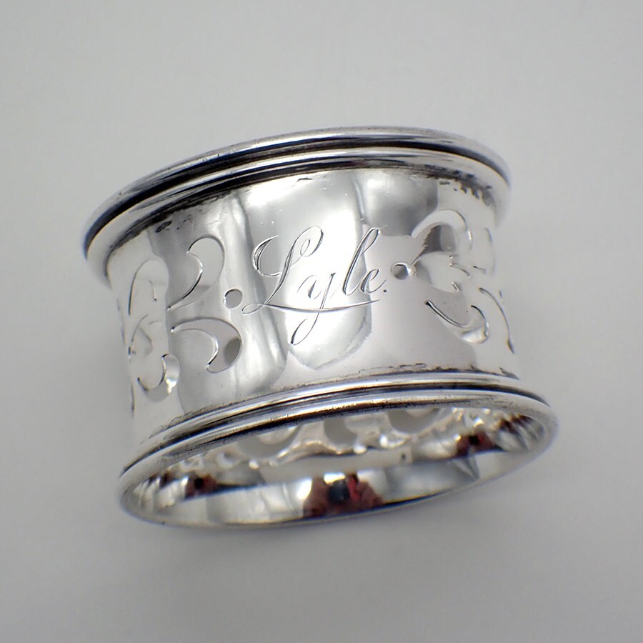 Pierced Napkin Ring Gorham Sterling Silver Inscribed Lyle