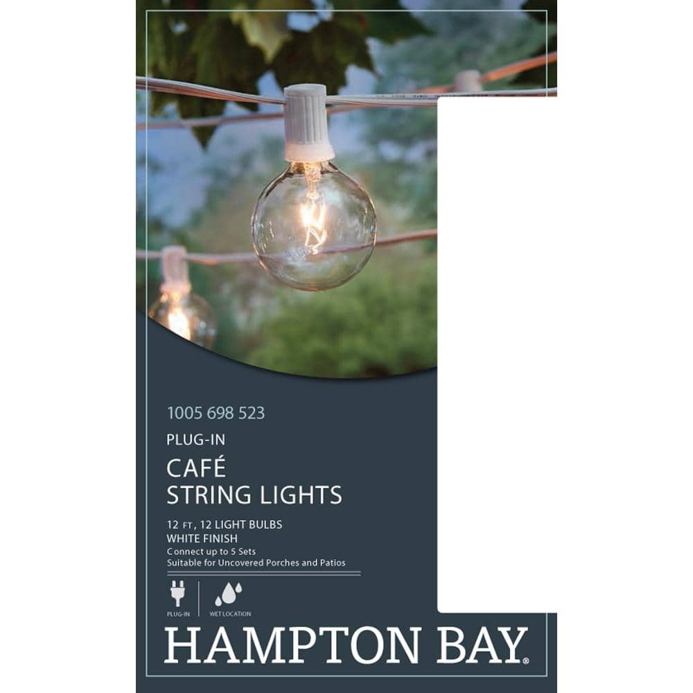 Hampton Bay 12-Light 12 ft Indoor/Outdoor G50 Bulb String Light Plug-In