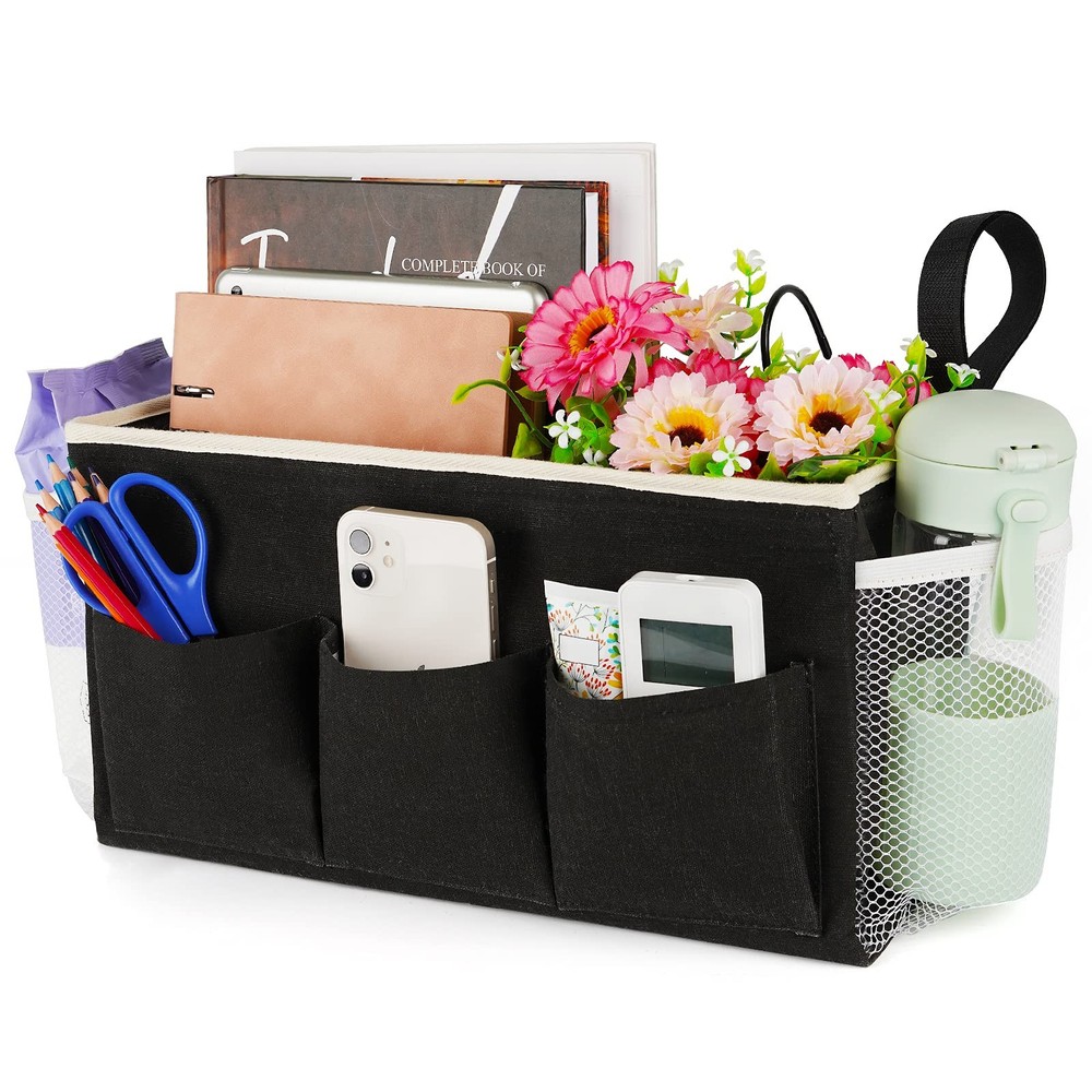Bedside Caddy Bedside Organizer Bedside Storage Caddy with Fixed Straps and W...