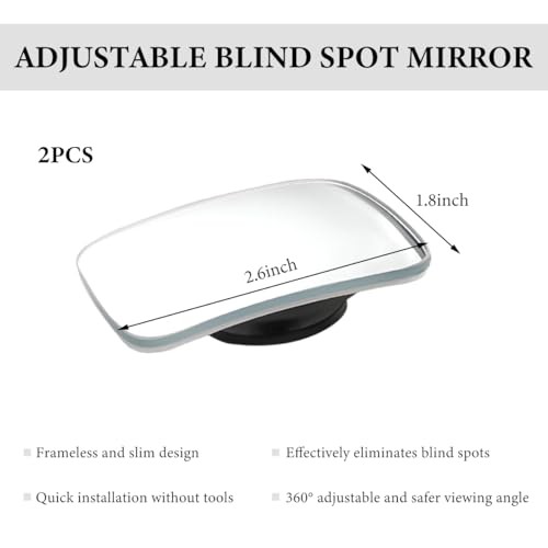 2 PCS Blind Spot Mirrors, Rounded Trapezoid HD Glass Frameless Rear Rectangular