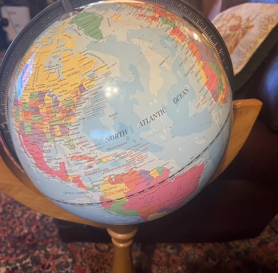 Globe World Aluminated, Solid Wood Stand Classic 39” Tall