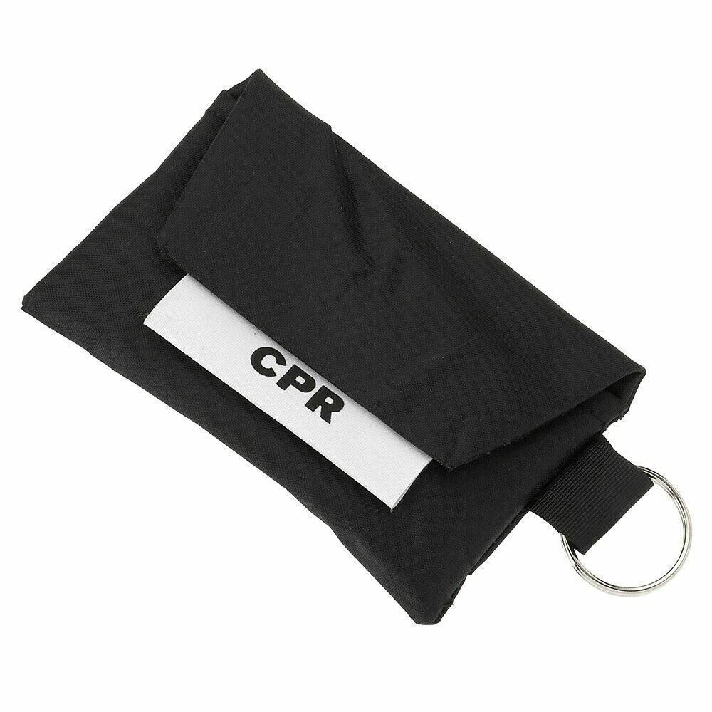25 PACK of CPR Kits - One Way Valve Face Shield Mask + Gloves + Keychain Pouch