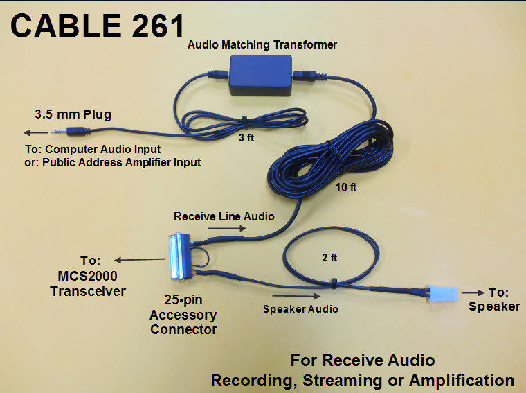 Cable 261 Audio Recording & Streaming Adaptor Motorola MCS2000 MCS 2000 VHF UHF