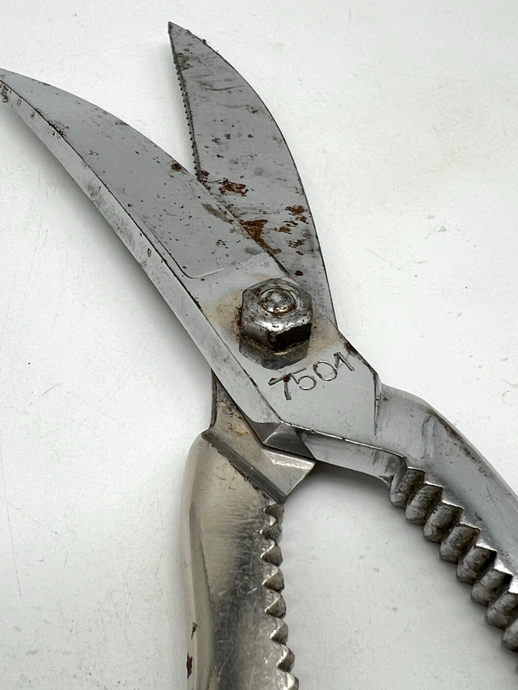 Vintage VIM Italy Curved Blade Kitchen Shears Scissors - Silver