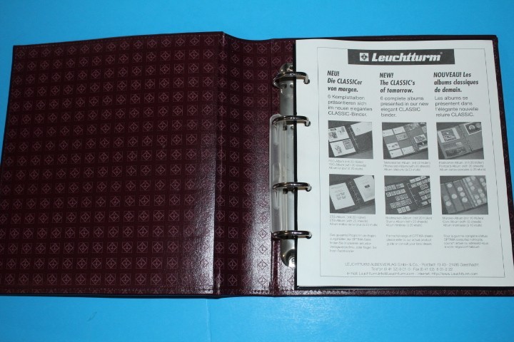Lighthouse Classic Vario 4 Ring binder w 24 pages Burgundy BlueLakeStamps NICE