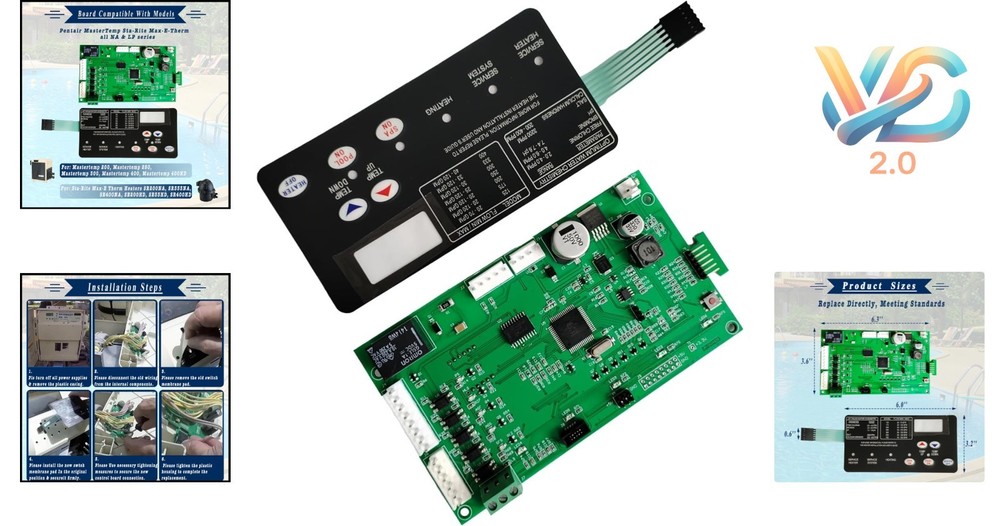 Upgraded Control Board Kit for Pentair Max-E-Therm Pool Heater with Switch Pad