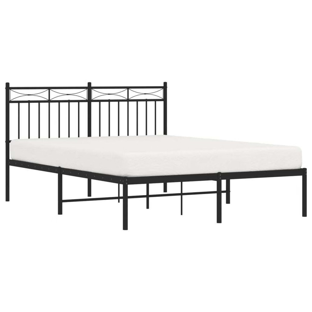 Bed Frame Black Steel Full Bed Frame Rectangular Traditional