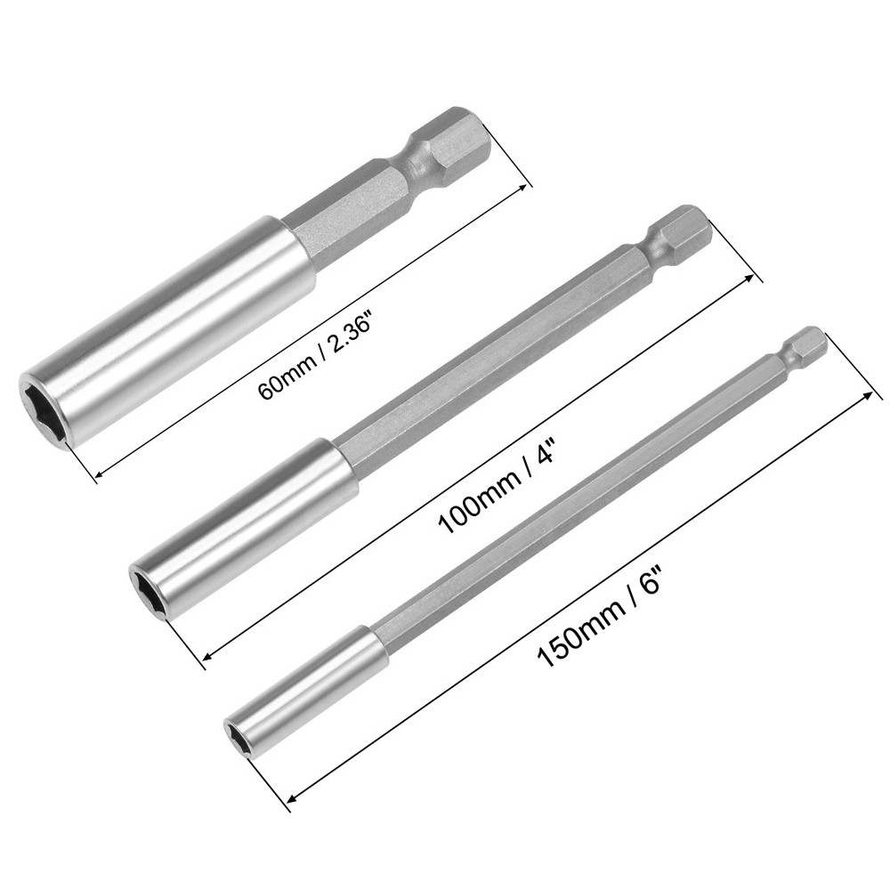 Magnetic Tip Extensions 2.36" 4" 6" Quick Release 1/4" Hexadecimal 3pcs