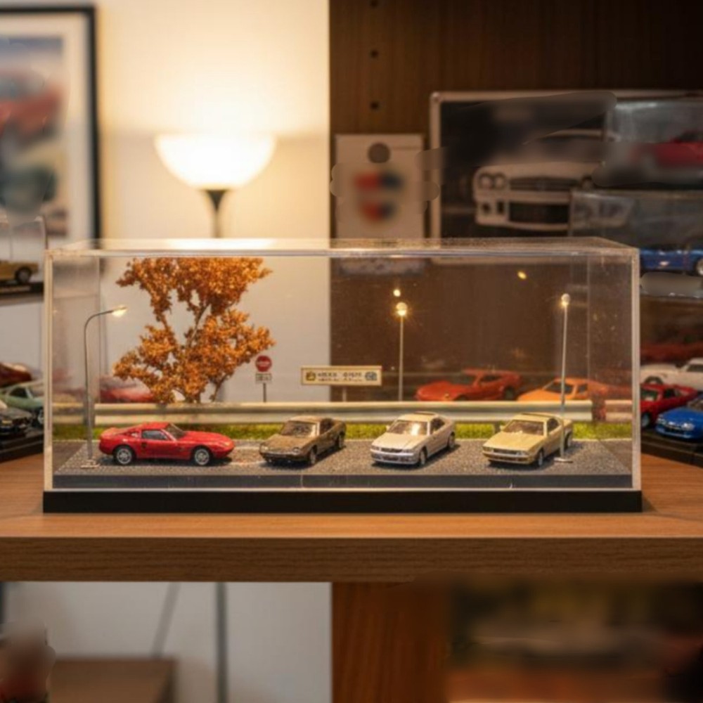1:64 Scale Car Display Container Stackable Design Highway Scene Model Box