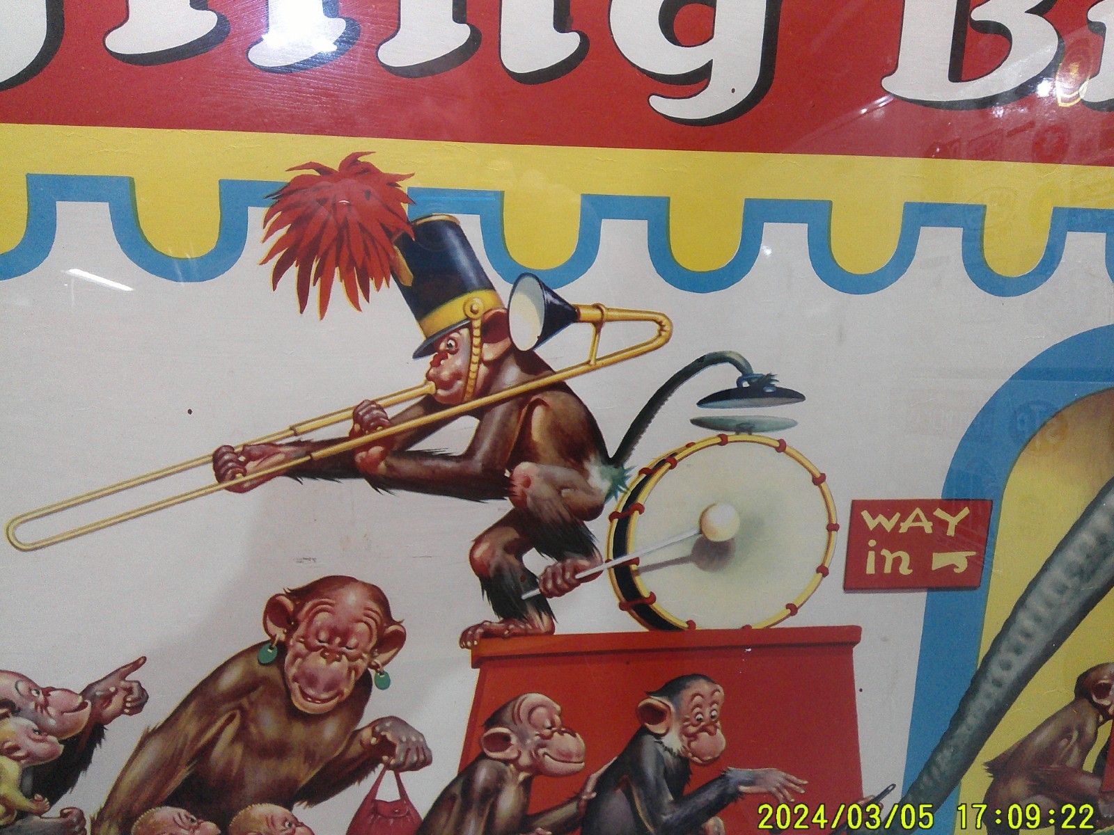 Vintage Ringling Bros Barnum & Bailey Monkey Circus Poster Artist Signed Framed