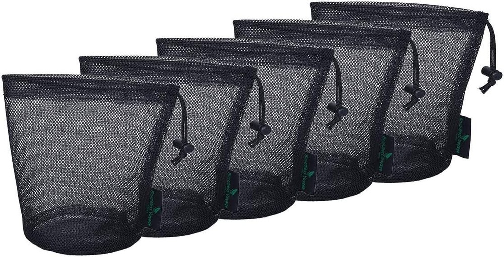 Durable 5-Piece Nylon Mesh Stuff Sack Set with Locking Drawstring for Travel