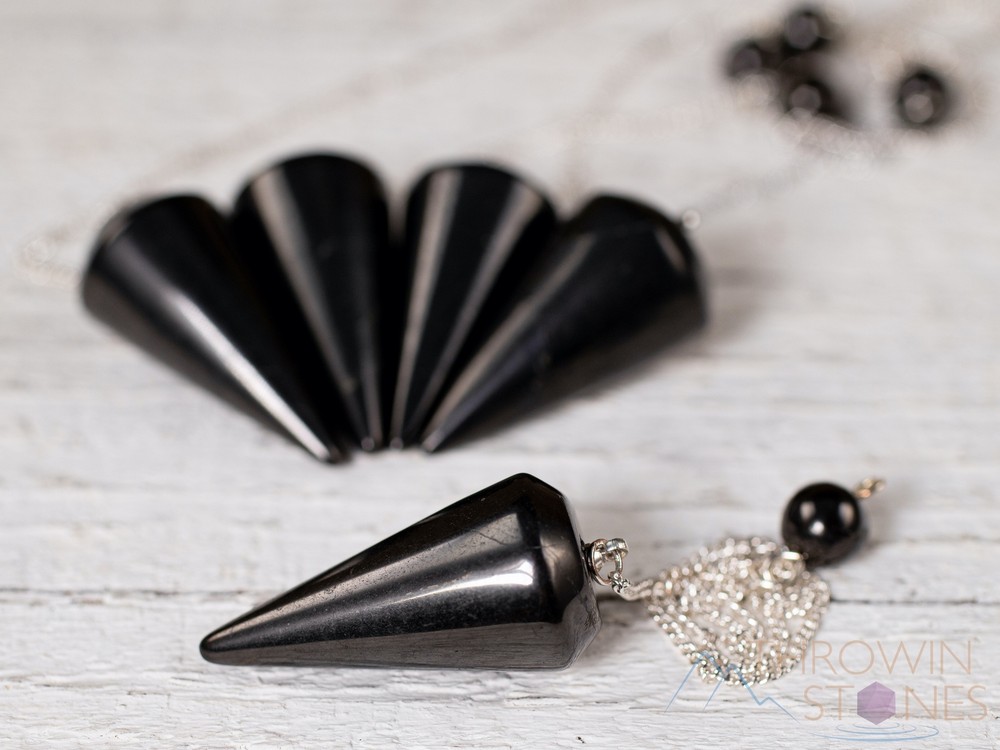 SHUNGITE Crystal Pendulum - Divination, Metaphysical, EMF Protection, E1413