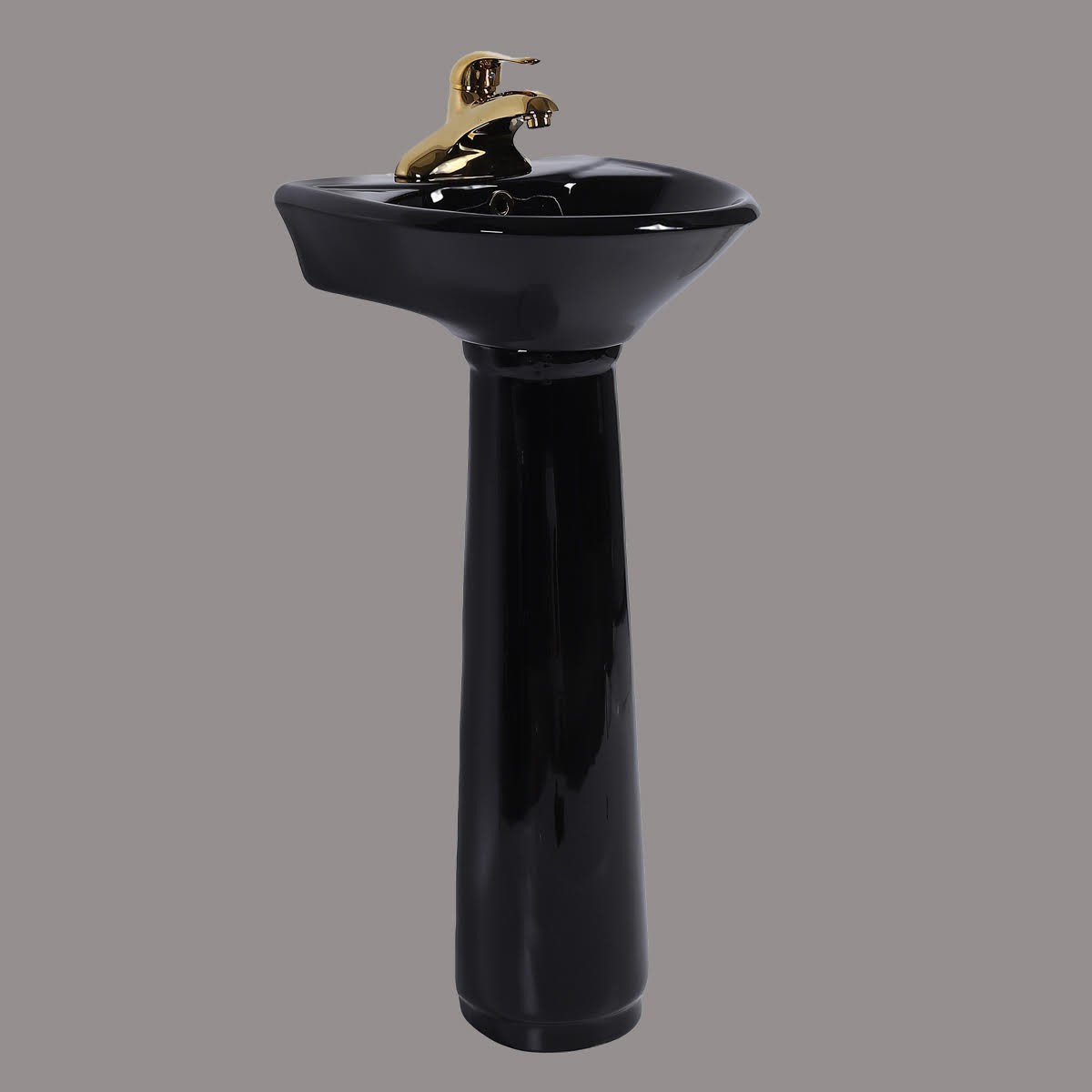 Renovators Supply Black Bathroom Pedestal Sink 4" Centers with Overflow