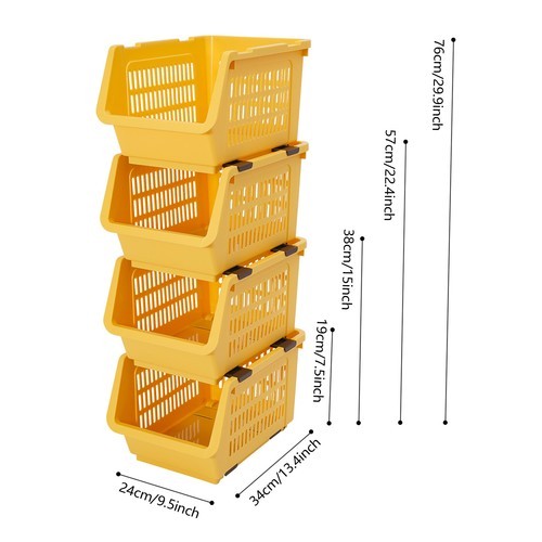 4 PCS Stacking Storage Baskets, Stackable Organizer Baskets, Storage Bin
