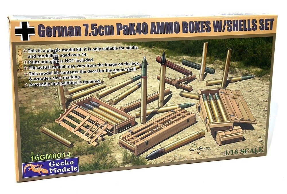 1/16 German 7.5cm PaK40 AMMO BOXES WITH SHELLS SET