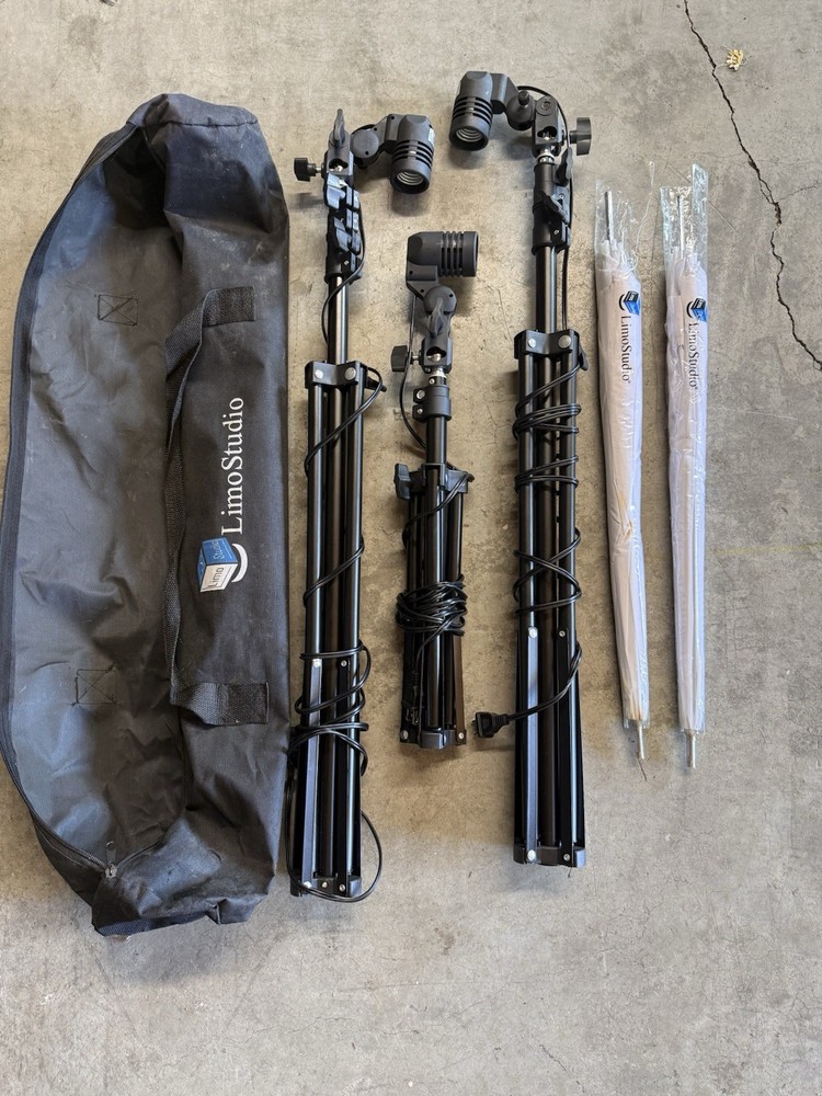 Limo Studio Continuous Lighting Kit Portable Umbrellas Light Stands AC-Powered