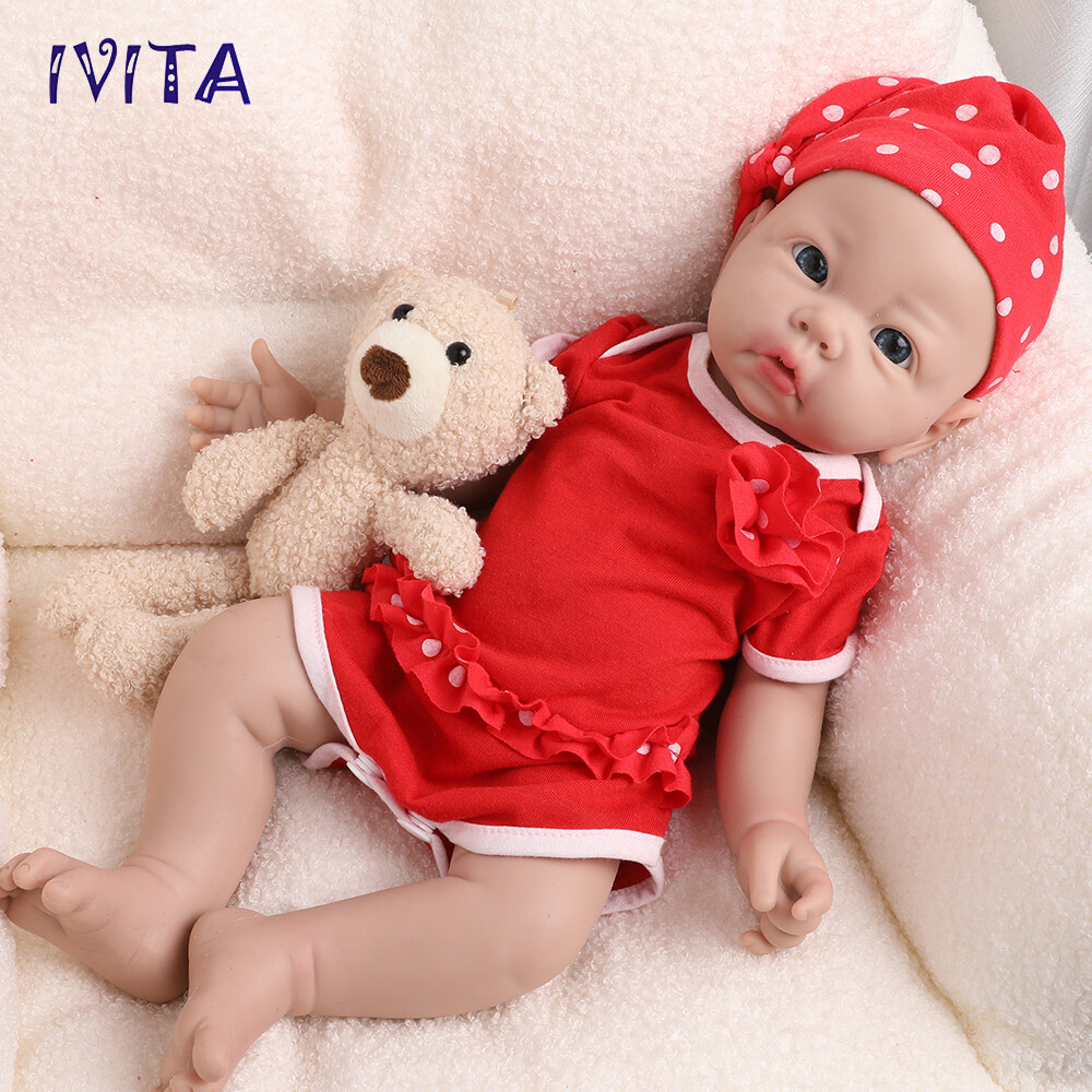 IVITA 17" Soft Silicone Reborn Baby Boy and Girl Newborn Squishy Silicone Doll