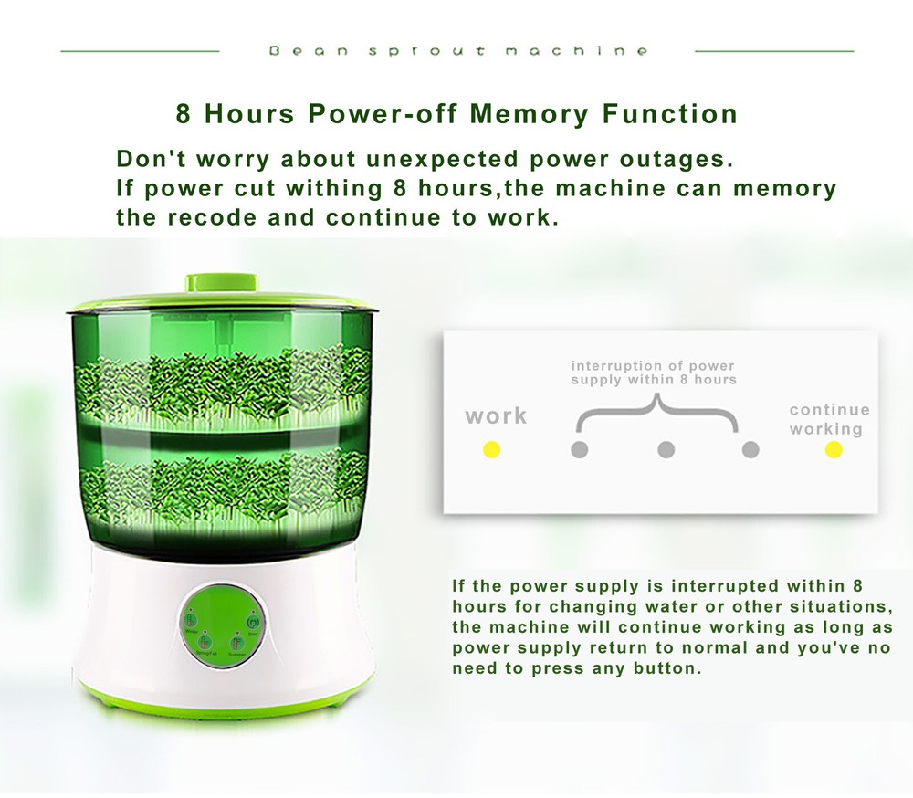 Bean Sprouts Machine Automatic Sprouts Growing Kit 2 Layers Auto Household Bean
