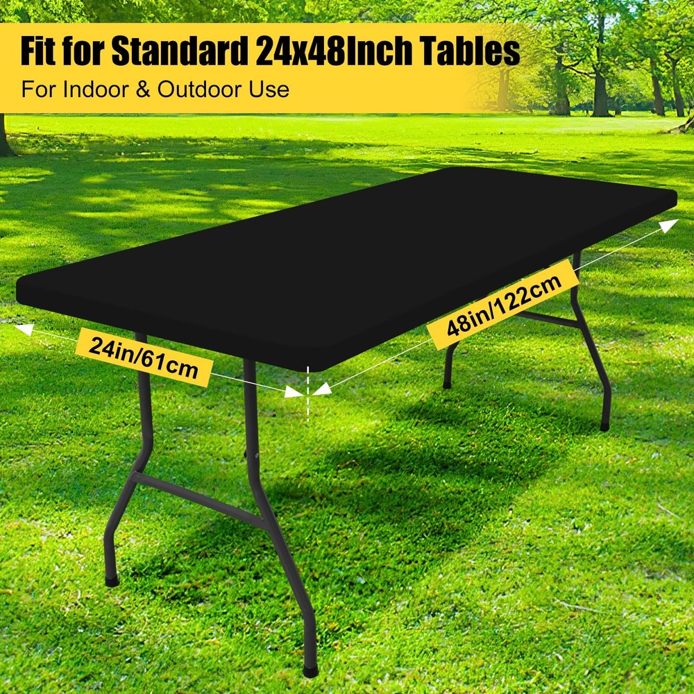 2 Pack Rectangle Picnic Table Cloth, Waterproof Elastic Fitted Tablecloths, W...