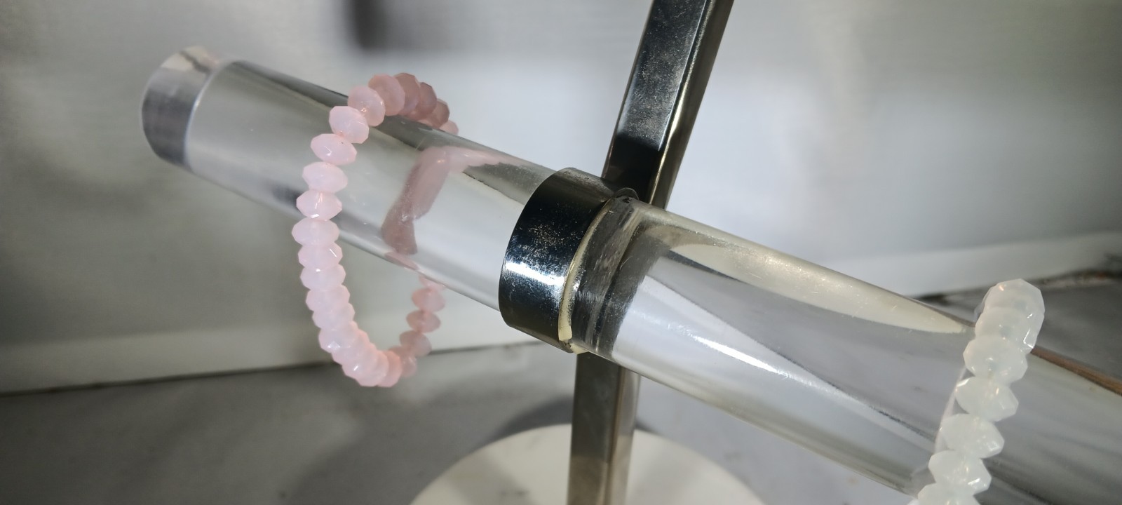 Marble Lucite & chrome 2 Tier T Bar Rack VINTAGE