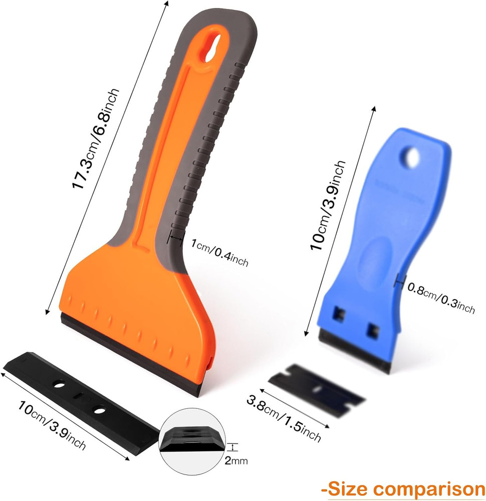 4-Inch Plastic Razor Blade Scraper, 2 PCS Big Blade Paint Scraper Sticker Remove