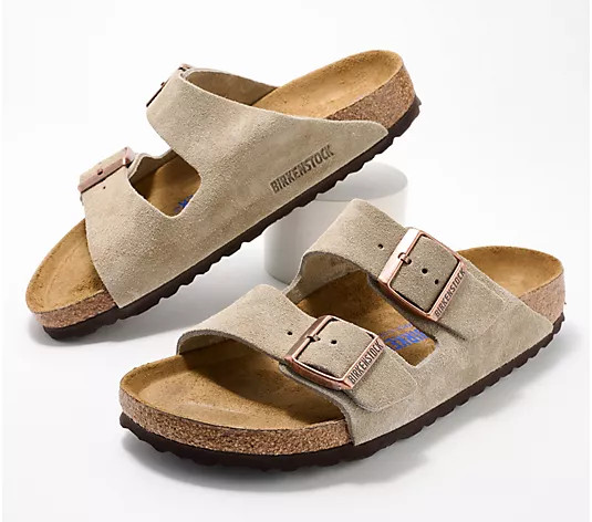 Birkenstock Arizona Taupe Soft Footbed Suede Leather Unisex Sandals