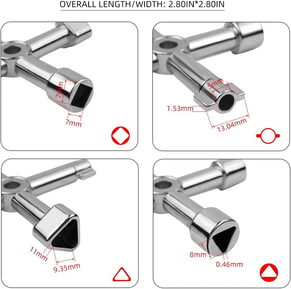 Multi-Functional Triangle Sillcock Key Wrench Tool - 2 Pack