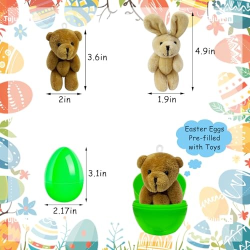 12 Pcs Prefilled Easter Eggs with Animals Filled Easter Eggs with Toys Inside