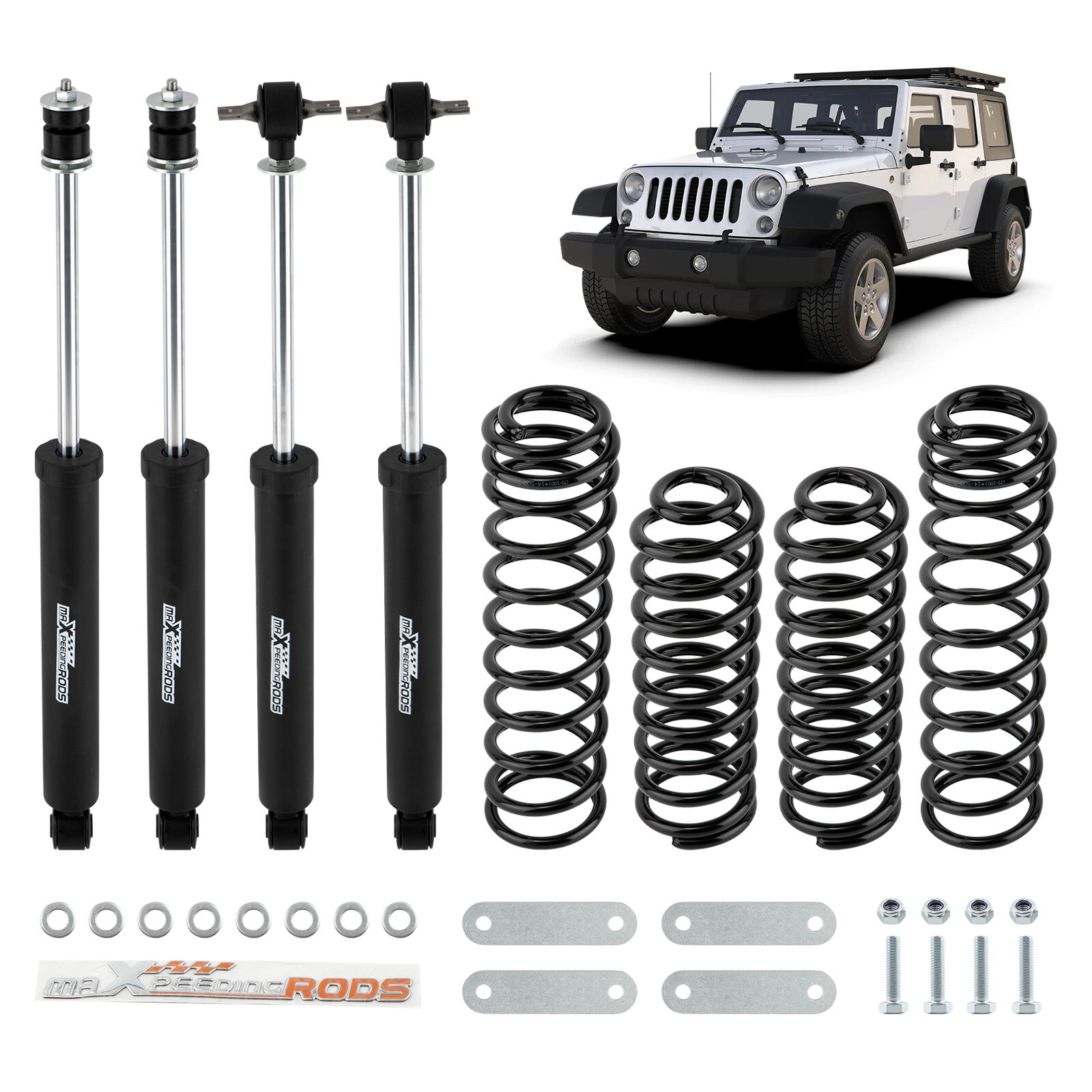 2.5" Lift Kit W/ Shock Absorbers for Jeep Wrangler JK Unlimited 4DR 2007-18