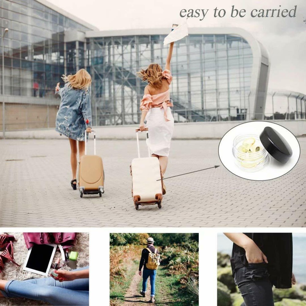 25pcs Tiny Sample Containers 3g Black Jars Makeup Travel Containers with Lids