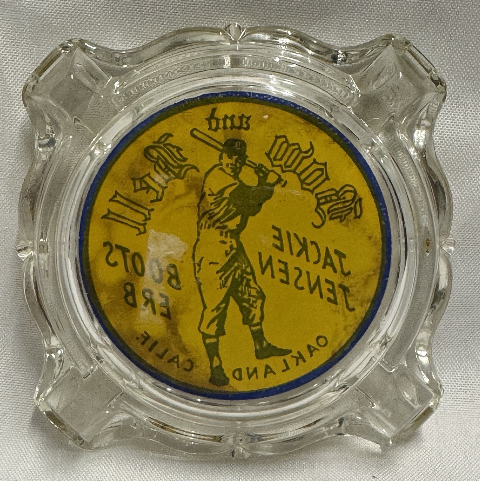 Vintage Bow and Bell Jackie Jensen Boots Erb Oakland California Glass Ashtray