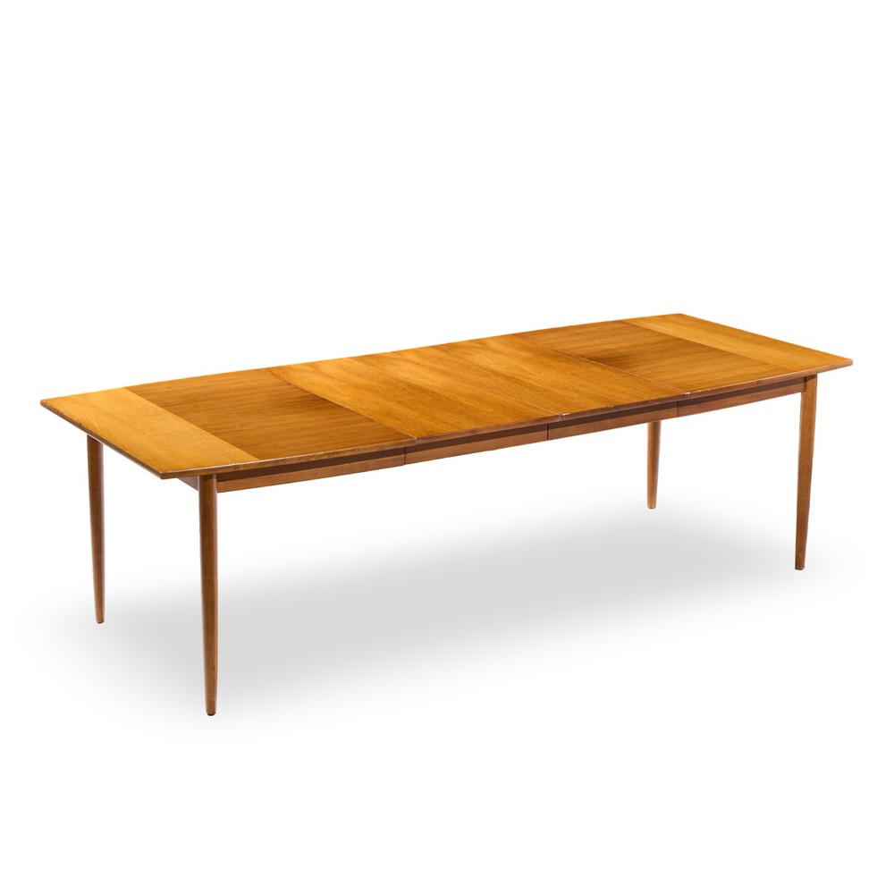 Barney Flagg for Drexel Parallel Walnut Expanding Dining Table with 2 Leaves