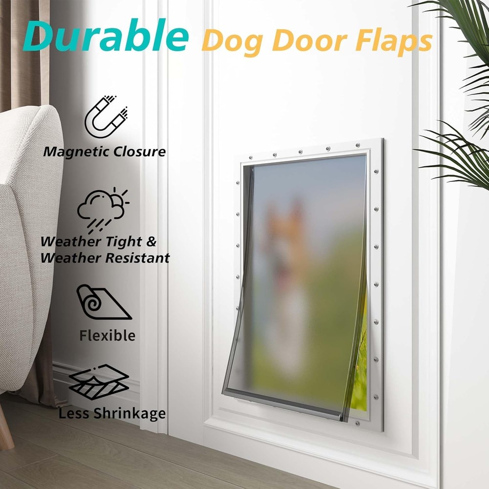 2PACK Large Dog Door Replacement Flaps with Screws - Pet Large, Gray