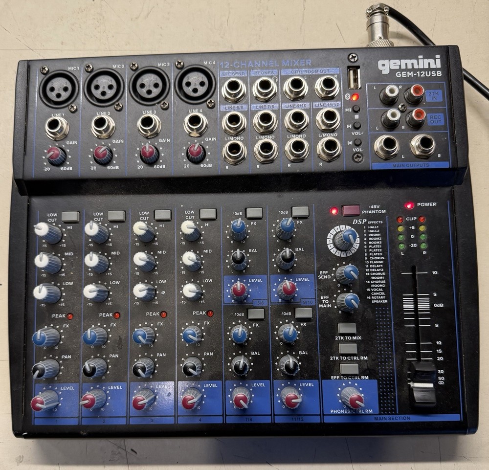 Gemini GEM-12USB Bluetooth Mixer Nice Condition.
