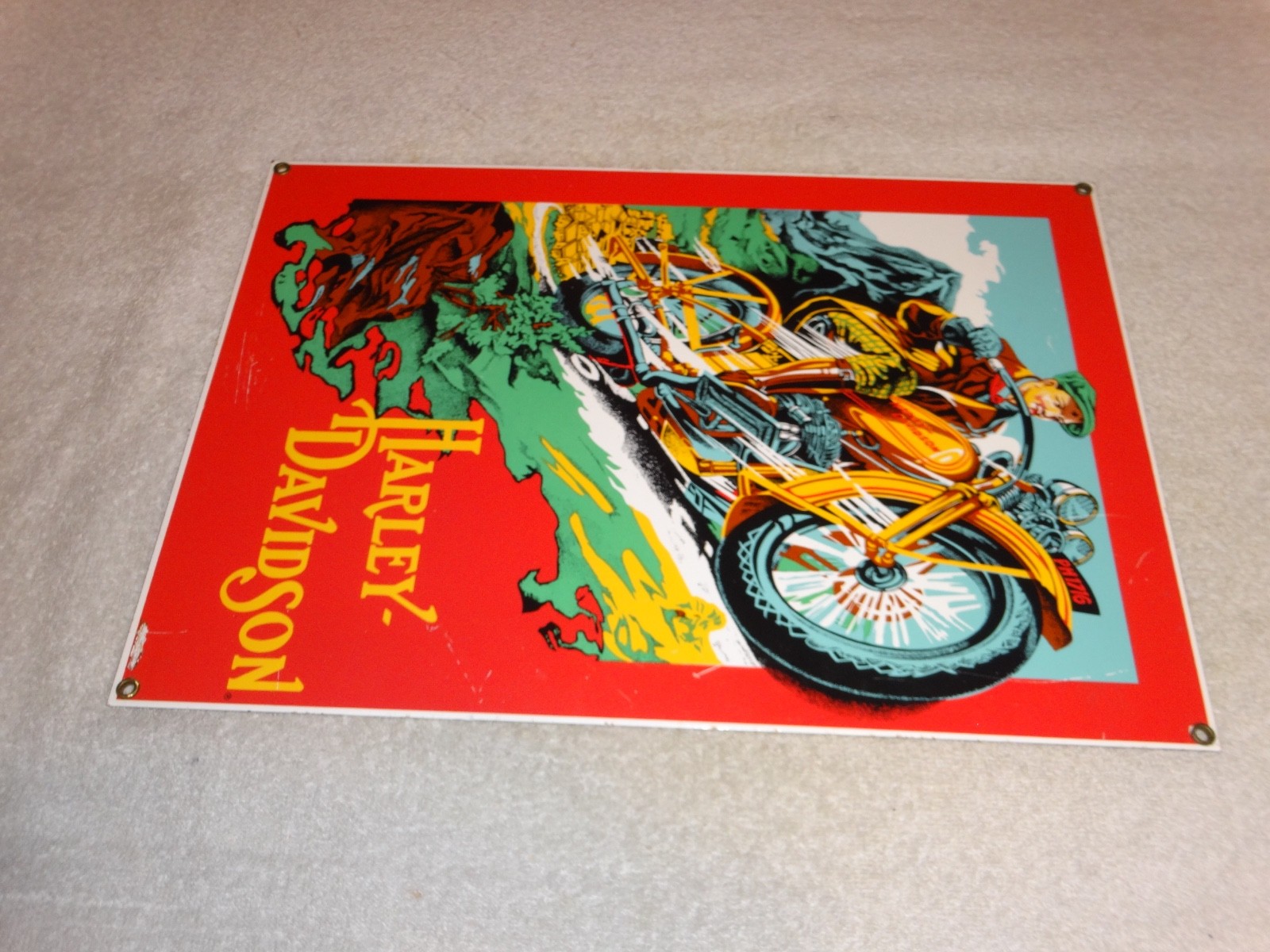 VINTAGE HARLEY DAVIDSON 1929 DL VL MOTORCYCLE 16" X 11" PORCELAIN METAL SIGN