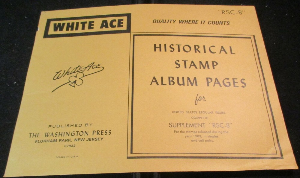 "WHITE ACE" SUPPLEMENT 1983 RSC-8 U.S. REGULAR ISSUE COMPLETE  W/FREE SHP.