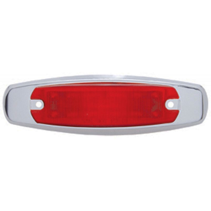 12 LED RECTANGULAR LIGHT (CLEARANCE/MARKER) WITH CHROME BEZEL - RED LED/RED LENS