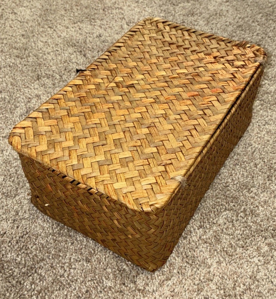 Decorative Wicker Storage Basket, Approx 10x6x4”